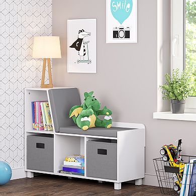 RiverRidge Home Book Nook Kids' Storage Bench with Cubbies and 2-Piece Bins