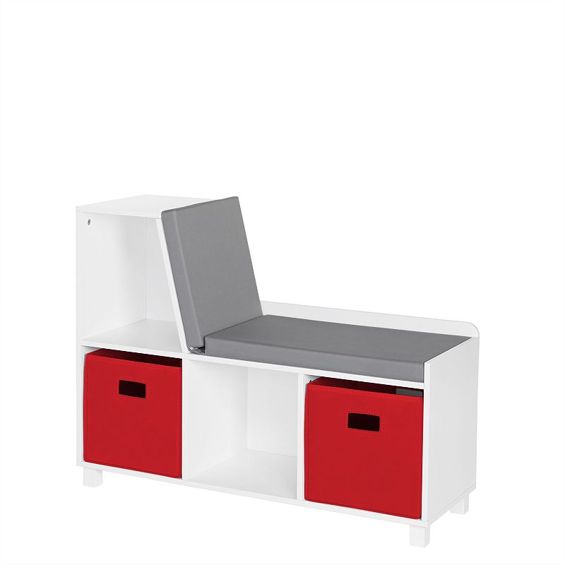 RiverRidge Home Book Nook Kids' Storage Bench with Cubbies and 2-Piece Bins, Red