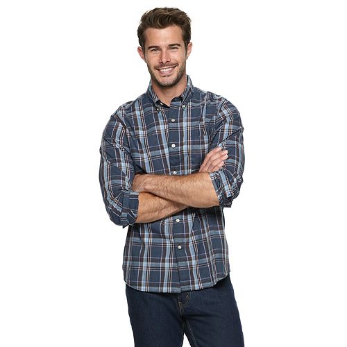 Men's SONOMA Goods for Life® Perfect Length Flexwear Poplin Button-Down ...