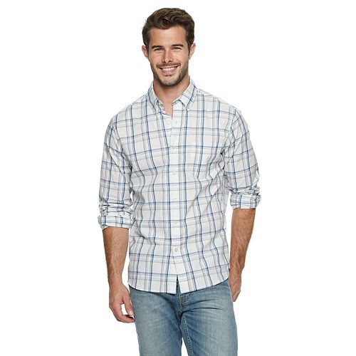 Men's SONOMA Goods for Life® Perfect Length Flexwear Poplin Button-Down ...