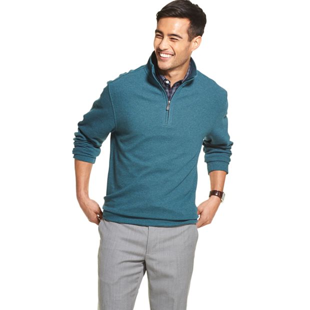 kauk Men's Van Heusen Flex Never Tuck Classic-Fit Quarter-Zip Pullover