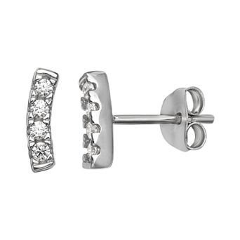 PRIMROSE Sterling Silver Cubic Zirconia Bar Post Earrings