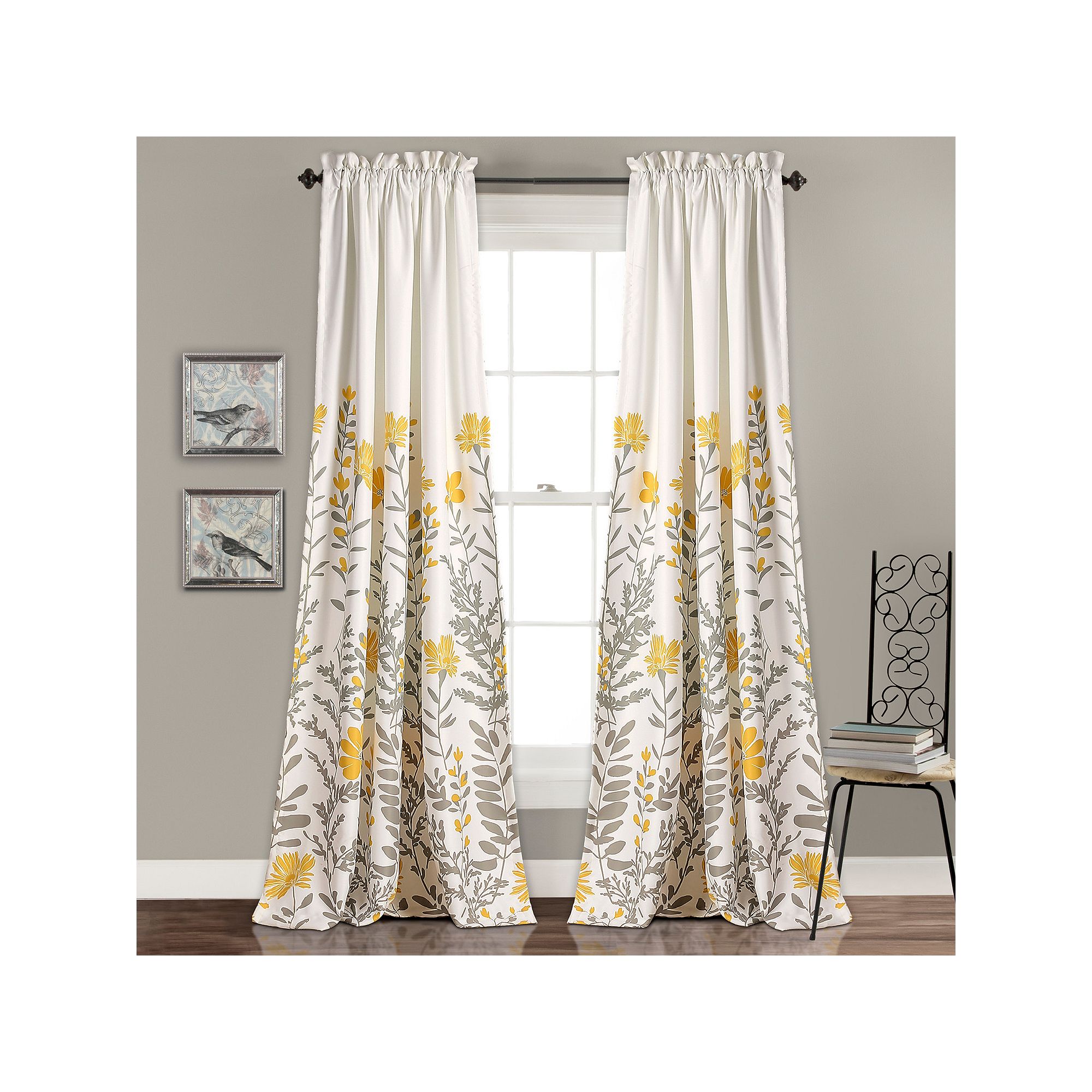Lush Decor 2-pack April Room Darkening Window Curtains, Yellow