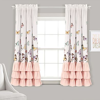 Lush Decor 2-pack Flutter Butterfly Window Curtain Set