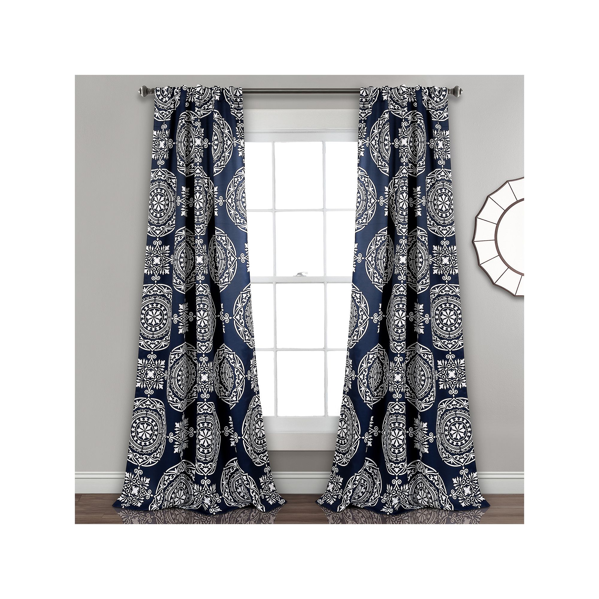 Lush Decor 2-pack Karmen Medallion Room Darkening Window Curtain Set, Blue