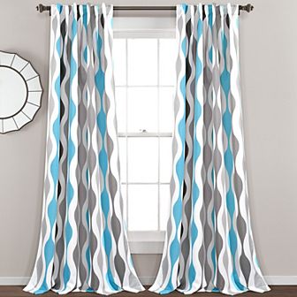 Lush Decor Mid Century Geo Room Darkening Window Curtains Set