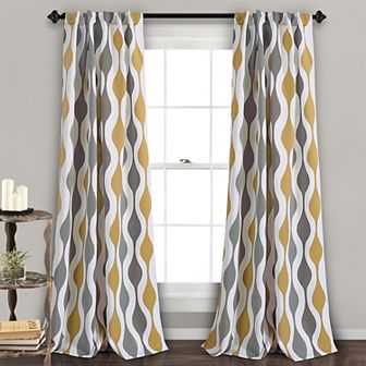 Lush Decor Mid Century Geo Room Darkening Window Curtains Set