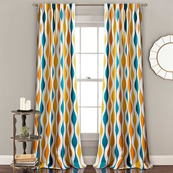 Lush Decor Mid Century Geo Room Darkening Window Curtains Set