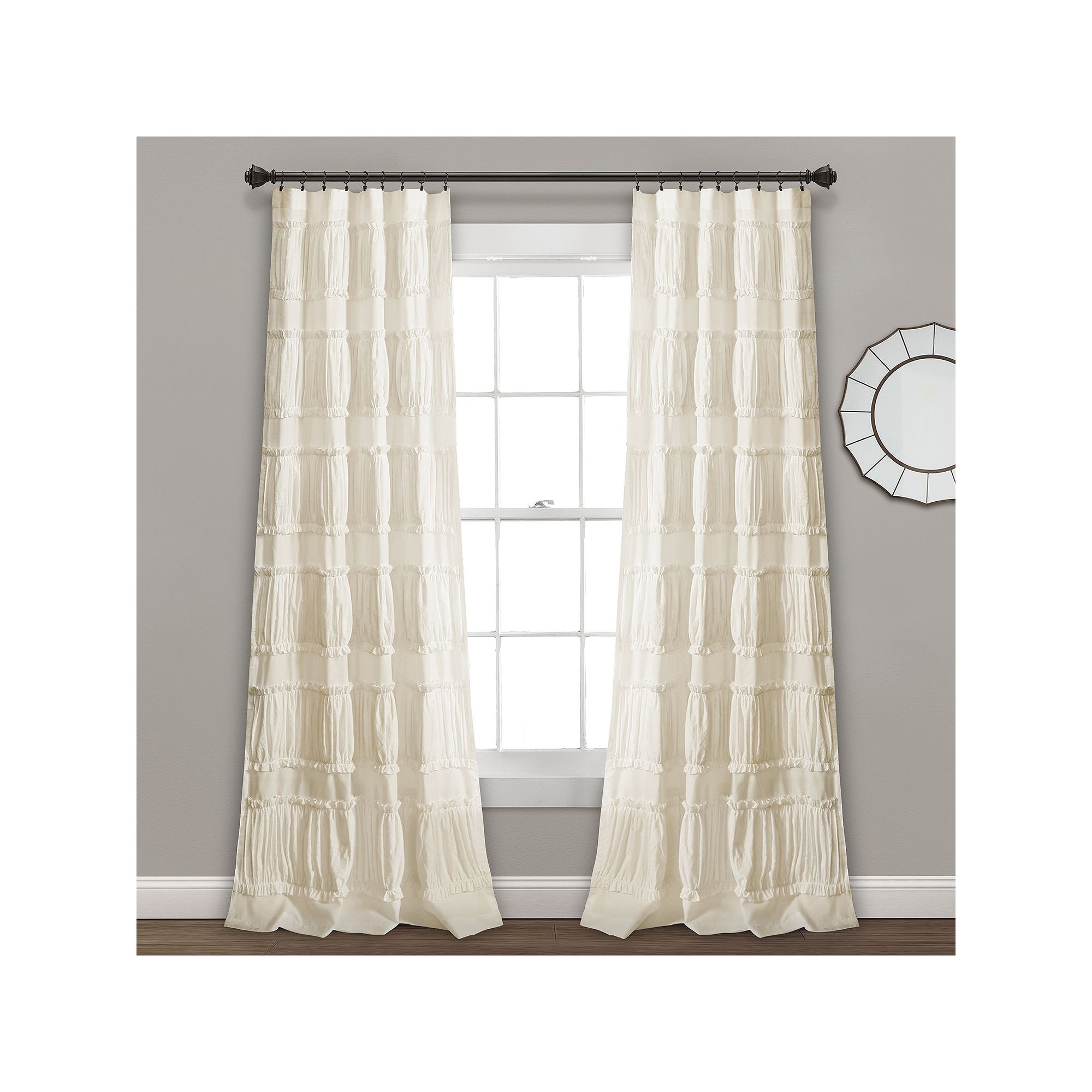 Lush Decor Nova Ruffle Window Curtains Set, Ivory