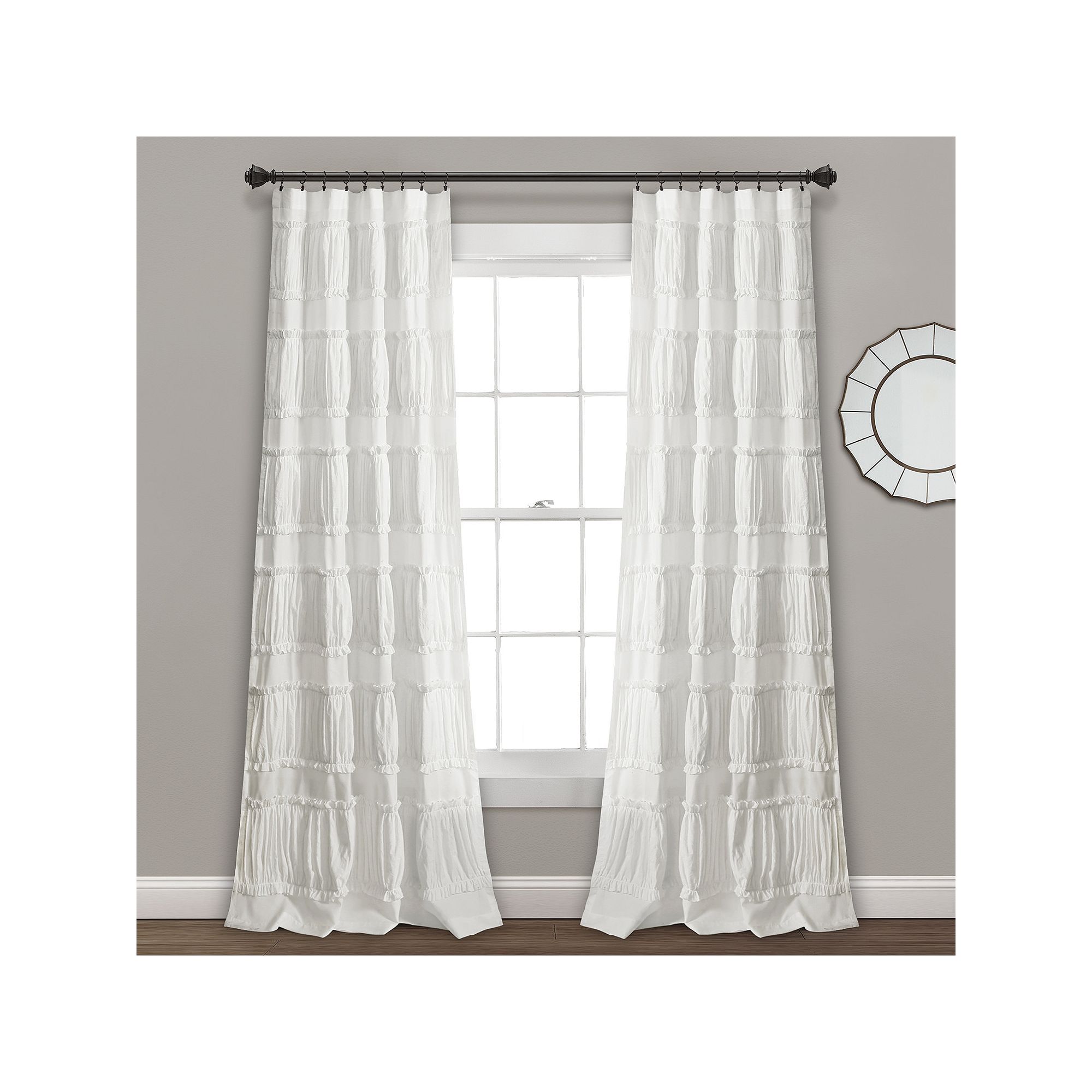Lush Decor Nova Ruffle Window Curtains Set, White