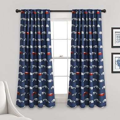 Lush Decor 2-pack Race Cars Room Darkening Window Curtain Set