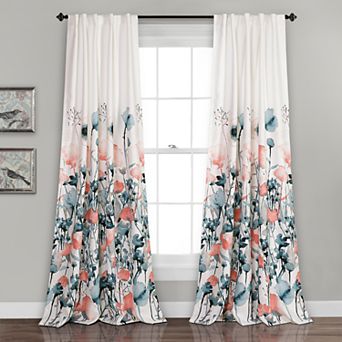 Lush Decor Zuri Floral Room Darkening Window Curtains Set