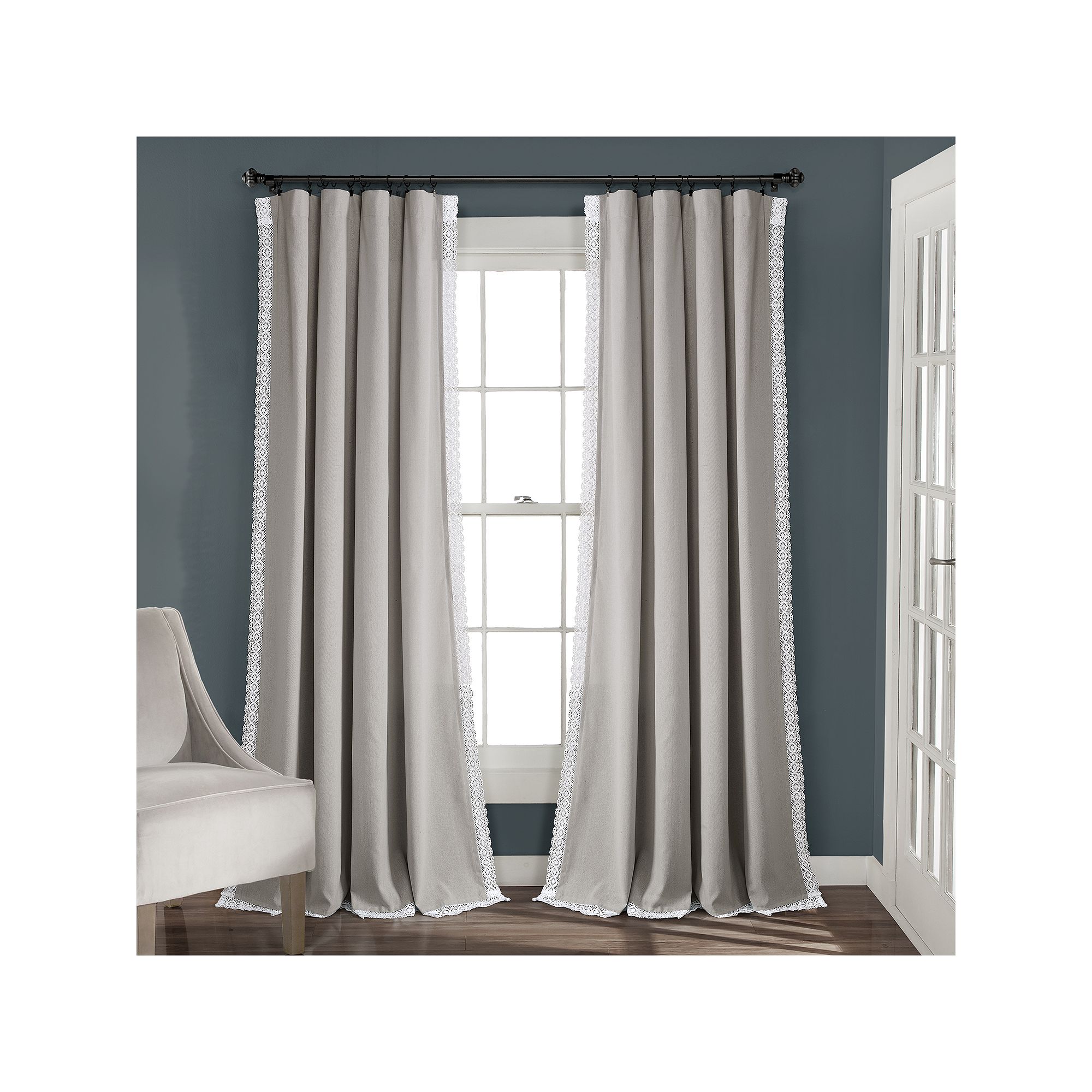 Lush Decor Rosalie Window Curtains Set, Light Gray