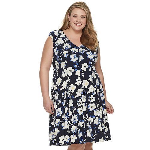 Plus Size Suite 7 Print Fit & Flare Dress