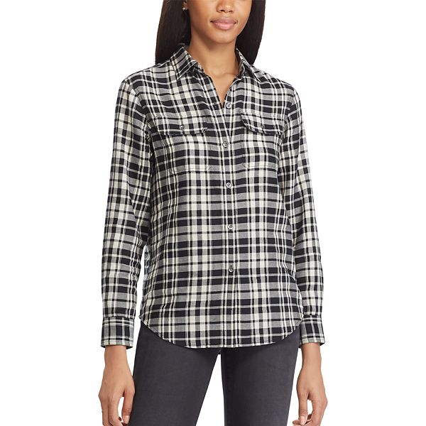 Women's Chaps Plaid Twill Button-Down Shirt