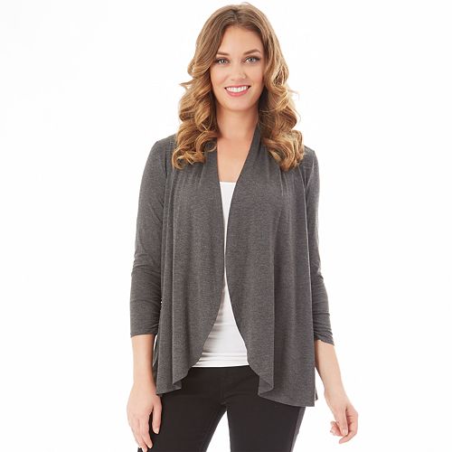 Women's Petite Apt. 9® Ruched Sleeve Open-Front Cardigan