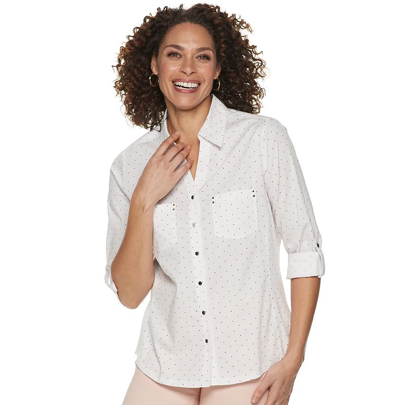 UPC 712439276238 - Women's Cathy Daniels Print Button Front Shirt, Size ...