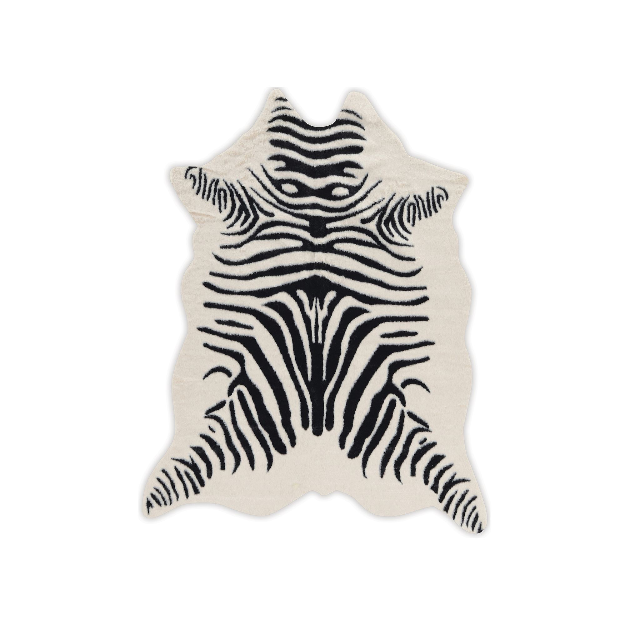 Linon Faux Cow Hide Zebra Rug - 5 x 66, Black Ivory Zebra
