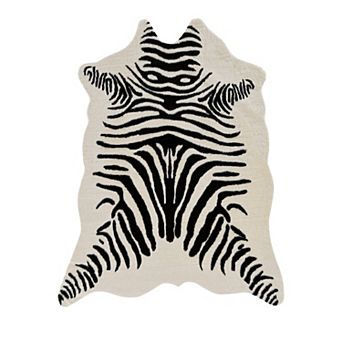Linon Faux Cow Hide Zebra Rug - 5' x 6'6''