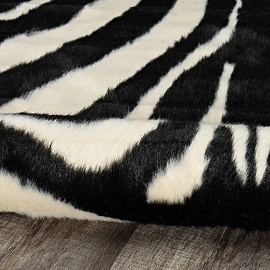 Linon Faux Cow Hide Zebra Rug - 5' x 6'6''