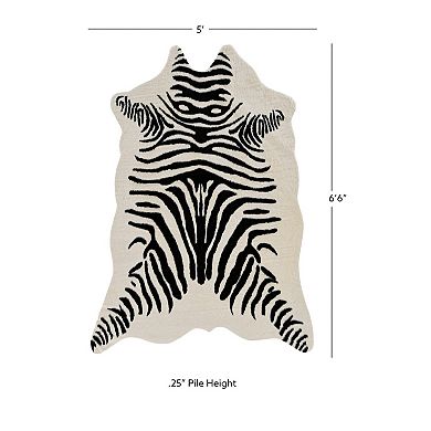 Linon Faux Cow Hide Zebra Rug - 5' x 6'6''