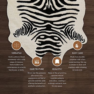Linon Faux Cow Hide Zebra Rug - 5' x 6'6''
