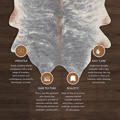 Linon Faux Cow Hide Grey Mix Rug - 5' x 6'6''