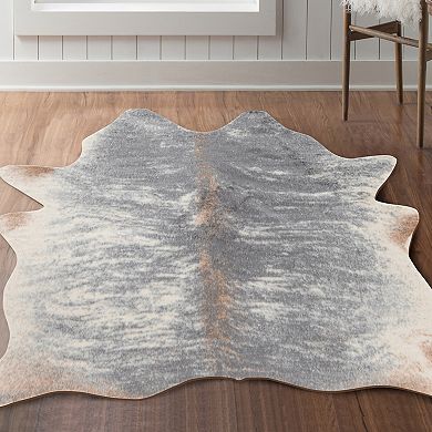 Linon Faux Cow Hide Grey Mix Rug - 5' x 6'6''