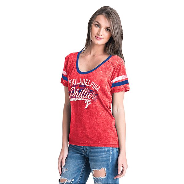 Philadelphia Phillies New Era Girl's Youth Jersey Stars V-Neck T-Shirt -  Pink