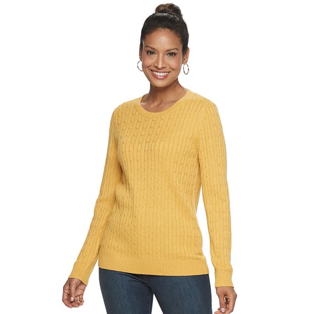 Women's Croft & Barrow® Essential Cable-Knit Crewneck Sweater