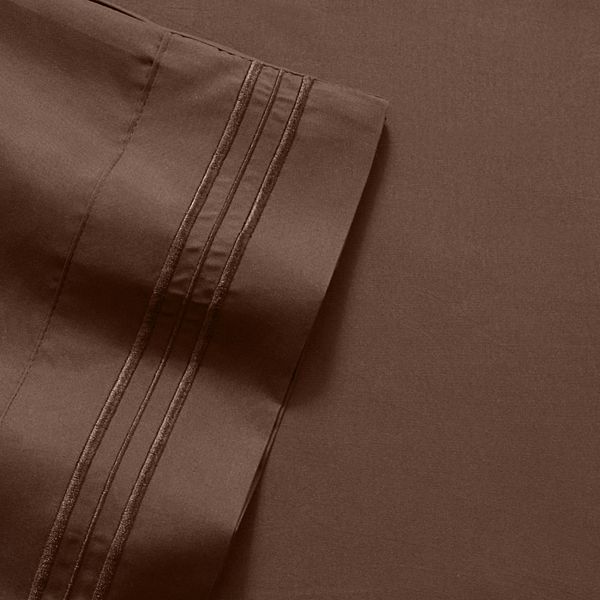 Sweet Home Collection 1500 Thread Count Deep Pocket Sheet Set - Brown (QUEEN SET)