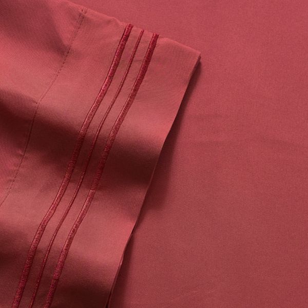 Sweet Home Collection 1500 Thread Count Deep Pocket Sheet Set - Burgundy (CKING SET)