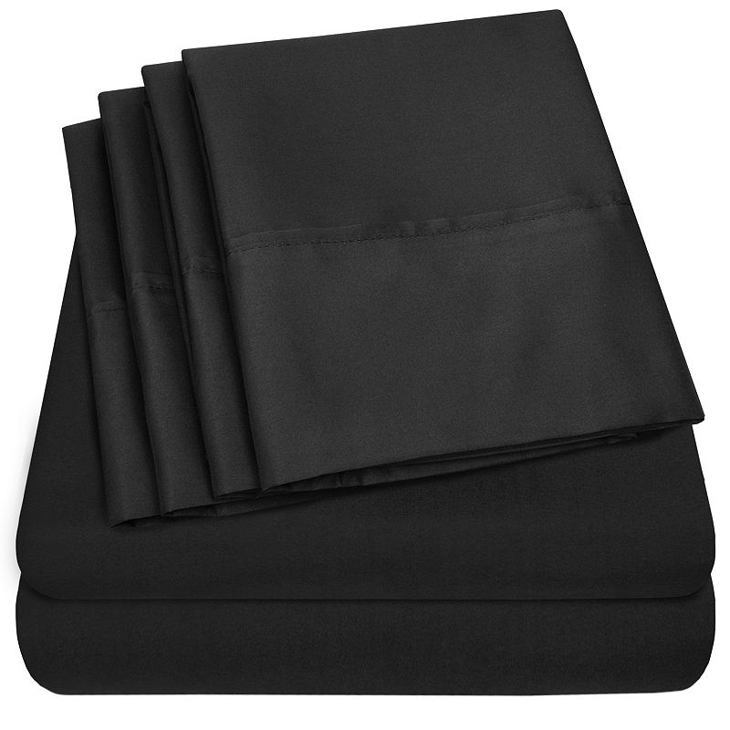 Sweet Home Collection 1500 Thread Count Sheet Set, Black, TWINXL SET