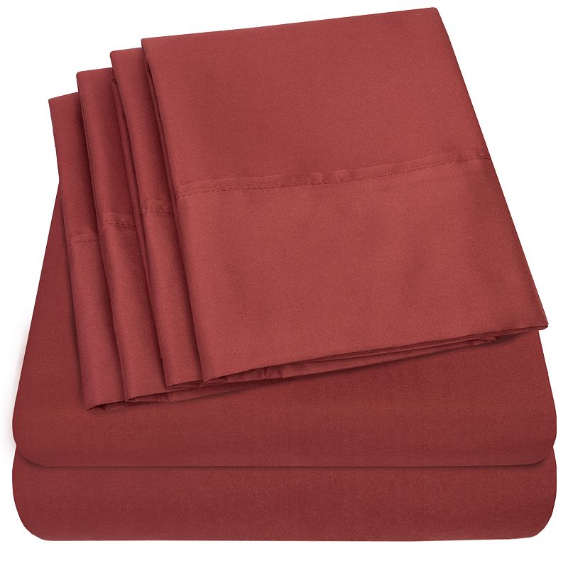 Sweet Home Collection 1500 Thread Count Sheet Set, Dark Red, King Set