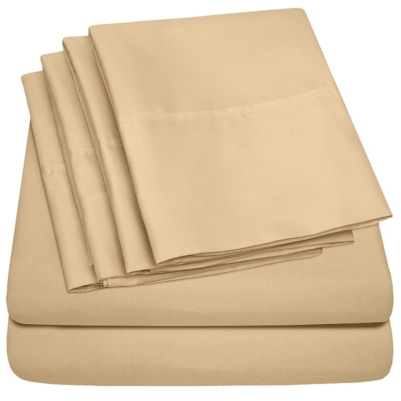 Sweet Home Collection 1500 Thread Count Sheet Set, Lt Brown, CKING SET