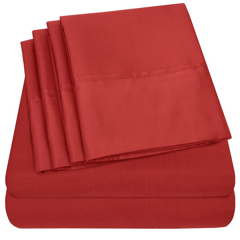 Sweet Home Collection 1500 Thread Count Sheet Set, Red, RV QUEEN