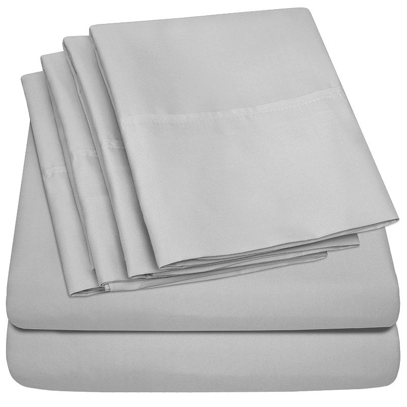 Sweet Home Collection 1500 Thread Count Sheet Set, Silver, KING SPLIT