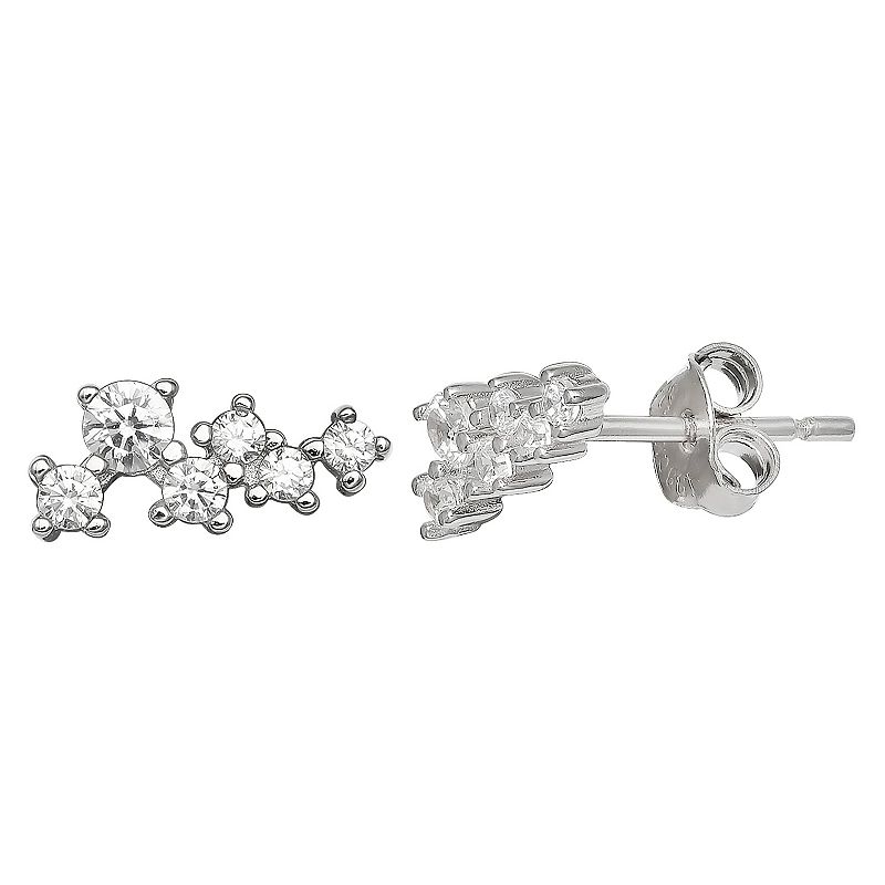PRIMROSE Sterling Silver Cluster Cubic Zirconia Stud Earrings, Womens