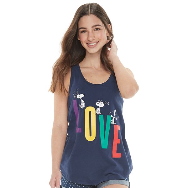 Love Tribe Peanuts X Juniors Snoopy Cutout-Back Graphic Tank Top 