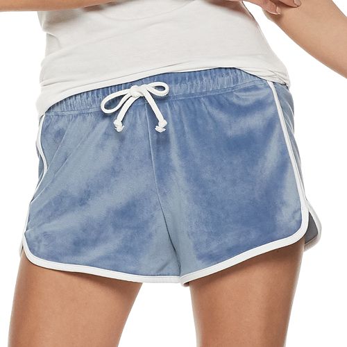 blue velour shorts