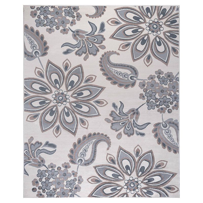 KHL Rugs Matilda Floral Indoor Area Rug, White, 4X5 Ft