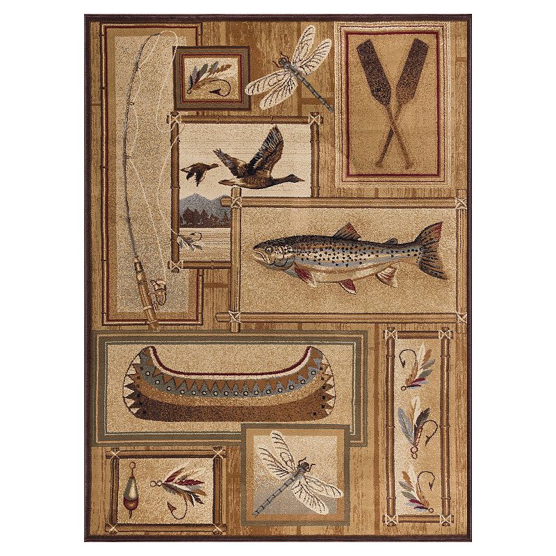 46113260 KHL Rugs Trout Fishing Lodge Indoor Area Rug, Whit sku 46113260
