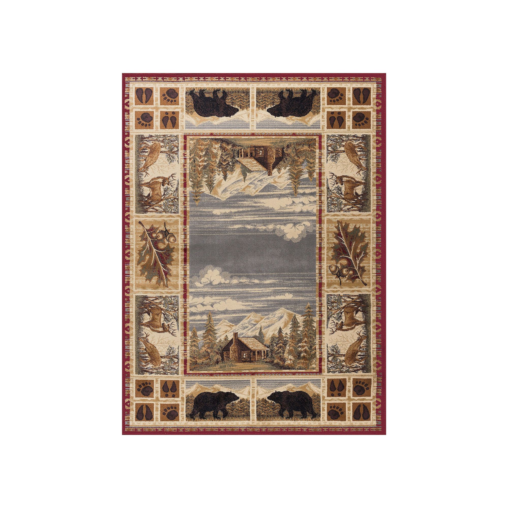 KHL Rugs Lakeside Retreat Lodge Indoor Area Rug, Red