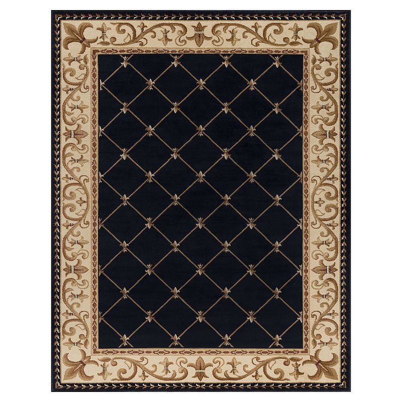 KHL Rugs Orleans Border Indoor Area Rug, Black, 8X10 Ft