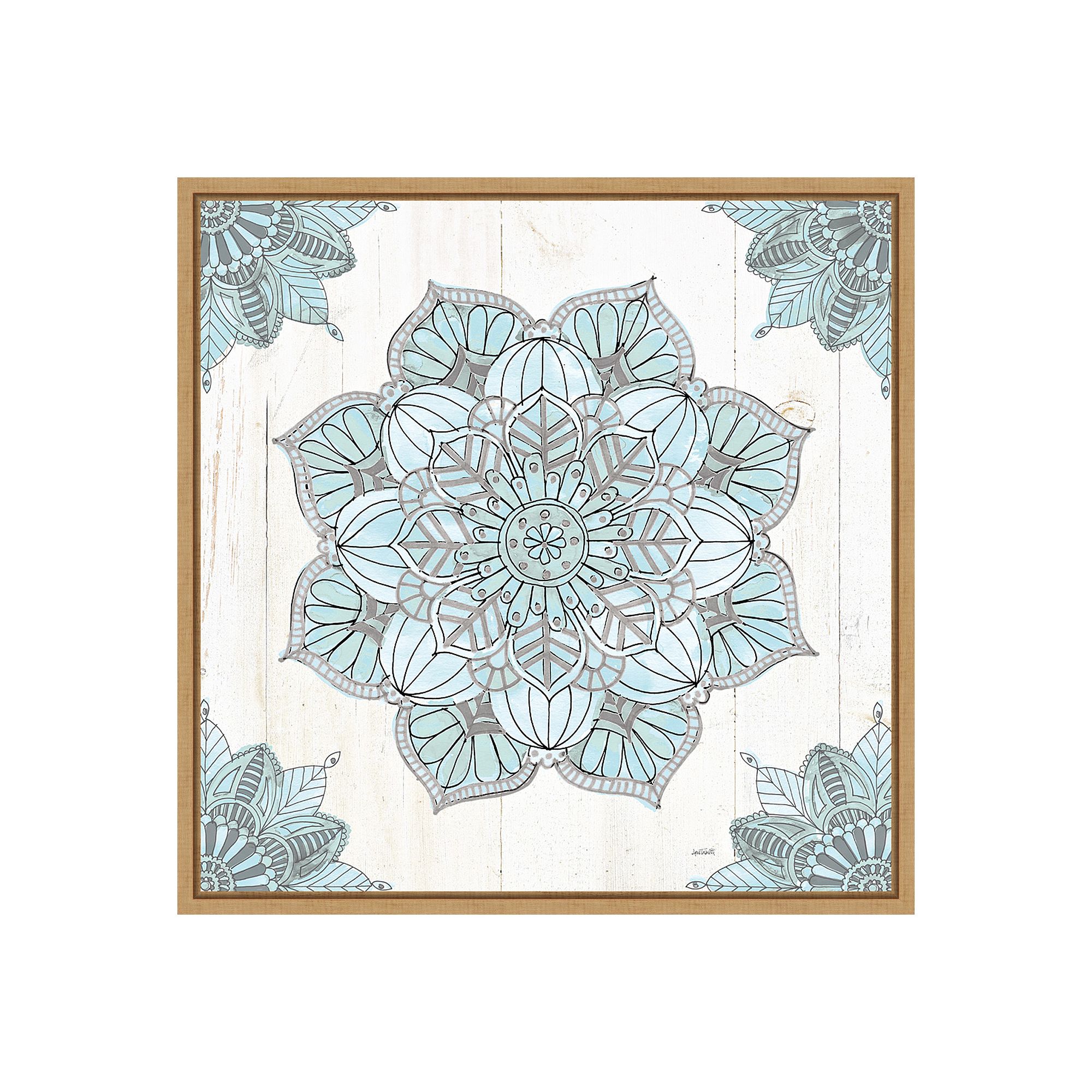 Amanti Art Mandala Morning V Blue and Gray 16 x 16 Framed Wall Art, Br