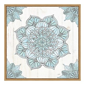 Amanti Art Mandala Morning V Blue and Gray 16" x 16" Framed Wall Art