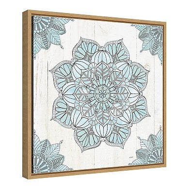 Amanti Art Mandala Morning V Blue and Gray 16" x 16" Framed Wall Art