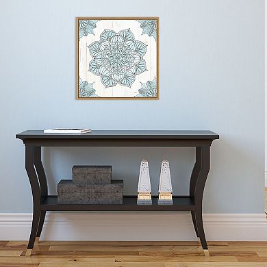 Amanti Art Mandala Morning V Blue and Gray 16" x 16" Framed Wall Art