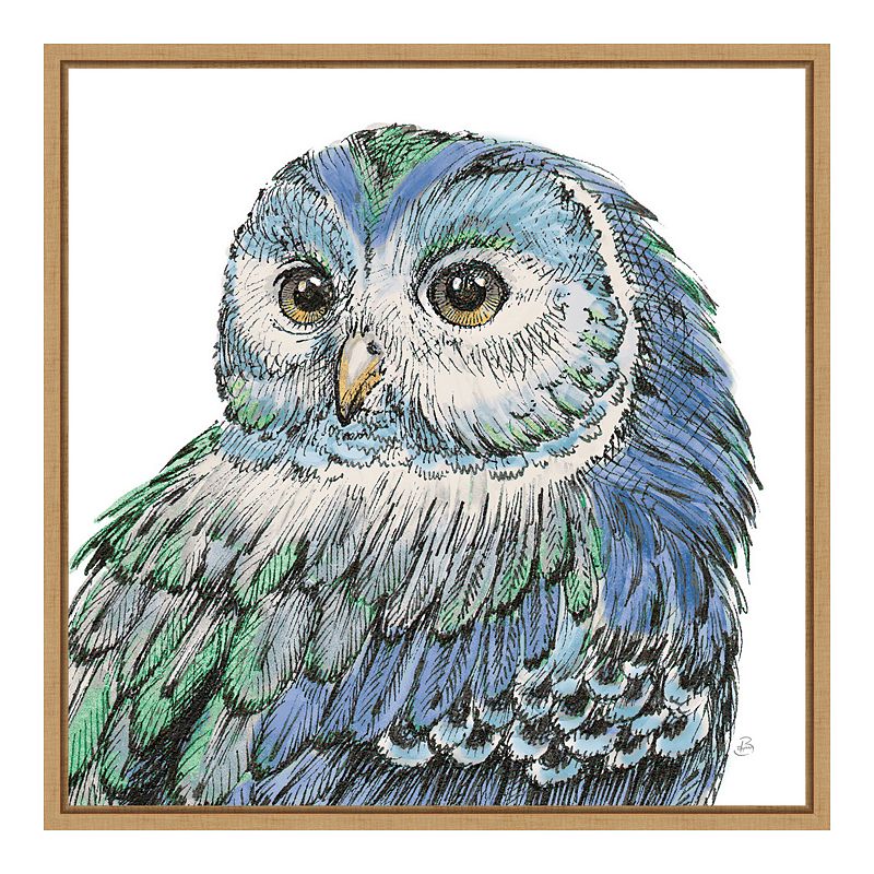 Amanti Art Beautiful Owls I Peacock Crop Framed Wall Art, Brown, 16X16