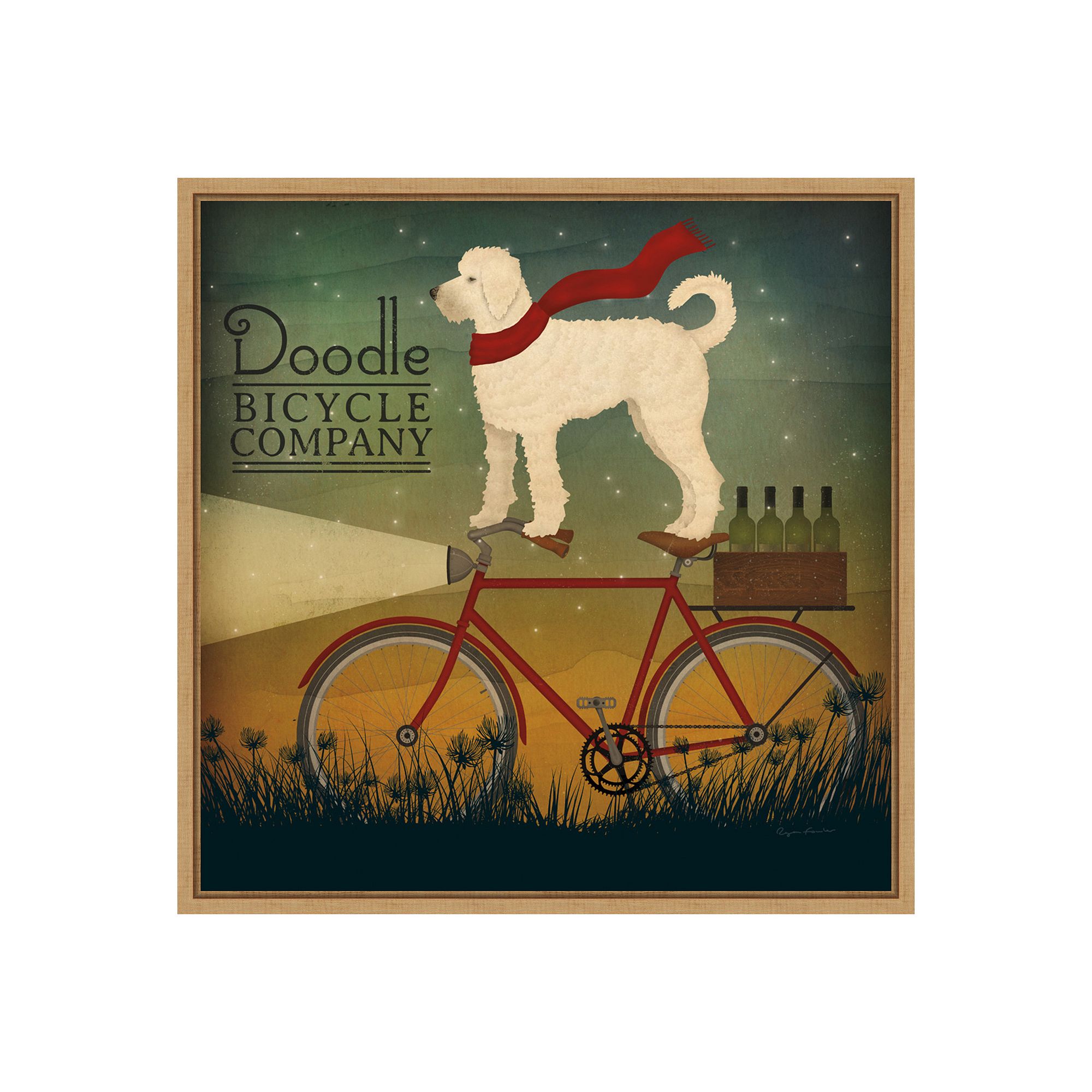 Amanti Art Framed White Doodle on Bike Summer by Ryan Fowler, Brown